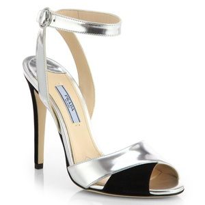 Prada Silver and Black Sandals